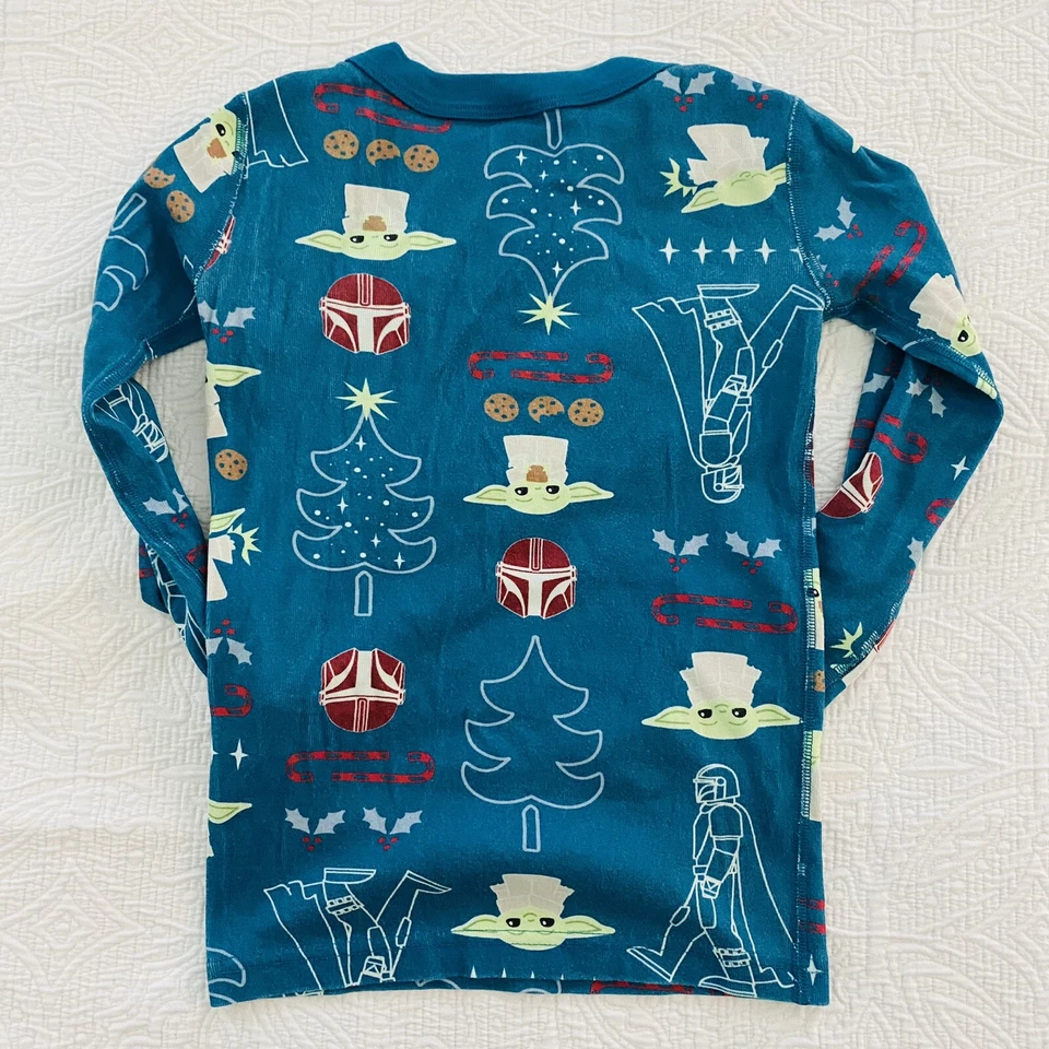 Pijama Mandolorian Hanna Andersson Baby Yoda Navidad Star Wars Talla 6-7 Niños Foto 4 de 4