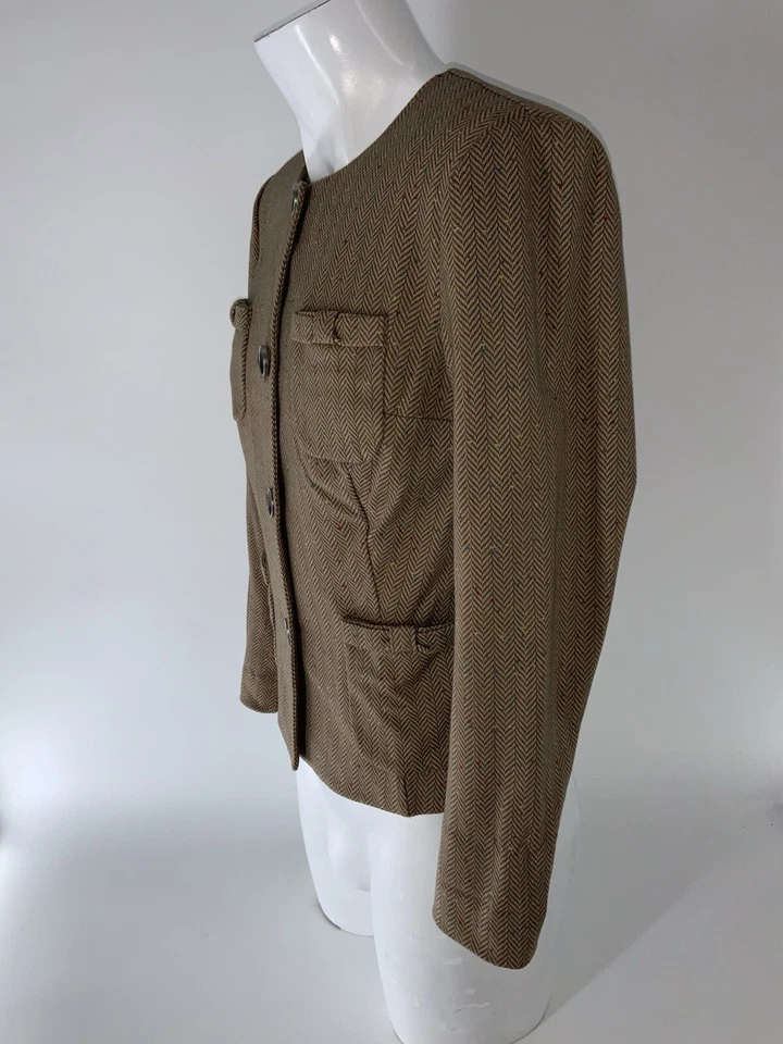 Chaqueta Blazer Cabi Penny Para Mujer’s M Marrón Espiga Mancha Bolsillos Nueva con Etiquetas YGI O5-7 Foto 4 de 4