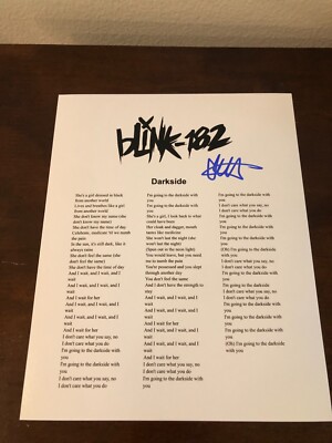 Matthew Matt Skiba Blink 182 Darkside Nine Signed Lyric Sheet COA E10