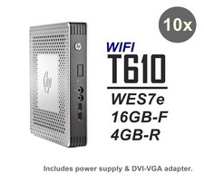 10x Lot - HP t610 Thin Client WIFI 16GB-F 4GB-R WES7e C1C06UA ABA PowerAdapter