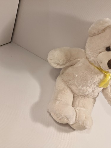 Build-A-Bear Workshop Cream Teddy Plush White with Yellow Ribbon Soft Toy 38cm - Foto 4 di 8