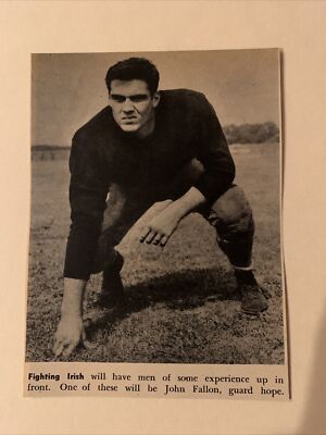 John Fallon Notre Dame Fighting Irish 1945 S&S Football Pictorial CO Panel
