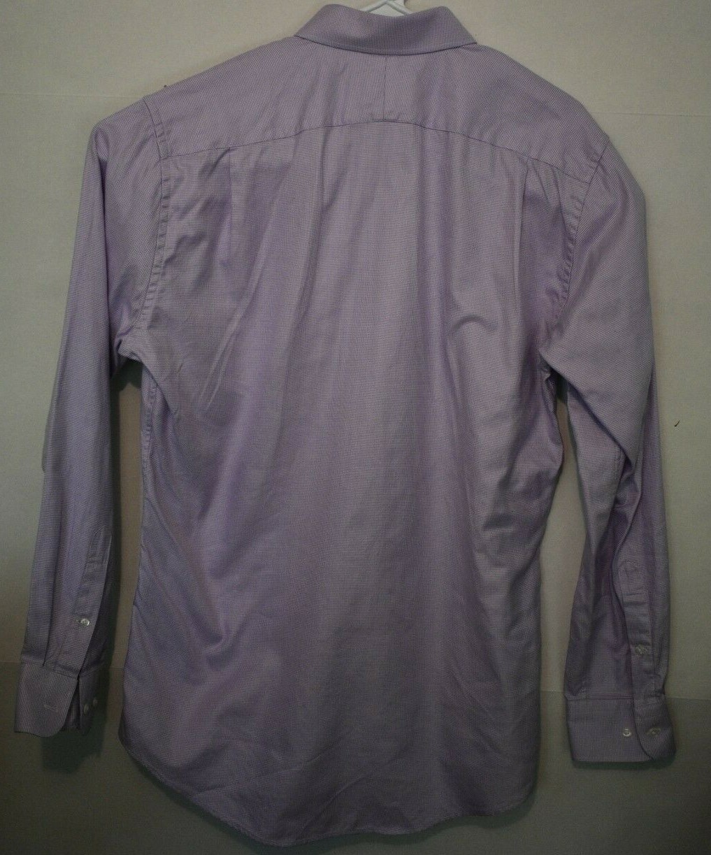 Nordstrom Men's Shop TechSmart Trim Fit Size 16.5 34/35 Purple/White