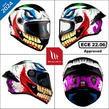 MT TARGO S JOKE SKULL FULL FACE ECE22.06 CASCO MOTO CRASH BIANCO LUCIDO