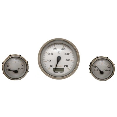 Faria Boat Gauge Set KTF020B | Kronos Silver Rinker (Set of 3)
