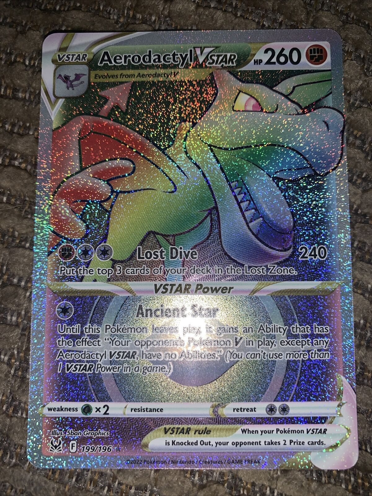 Aerodactyl-VSTAR 199/196 in Portuguese Lost Origin Pokémon TCG