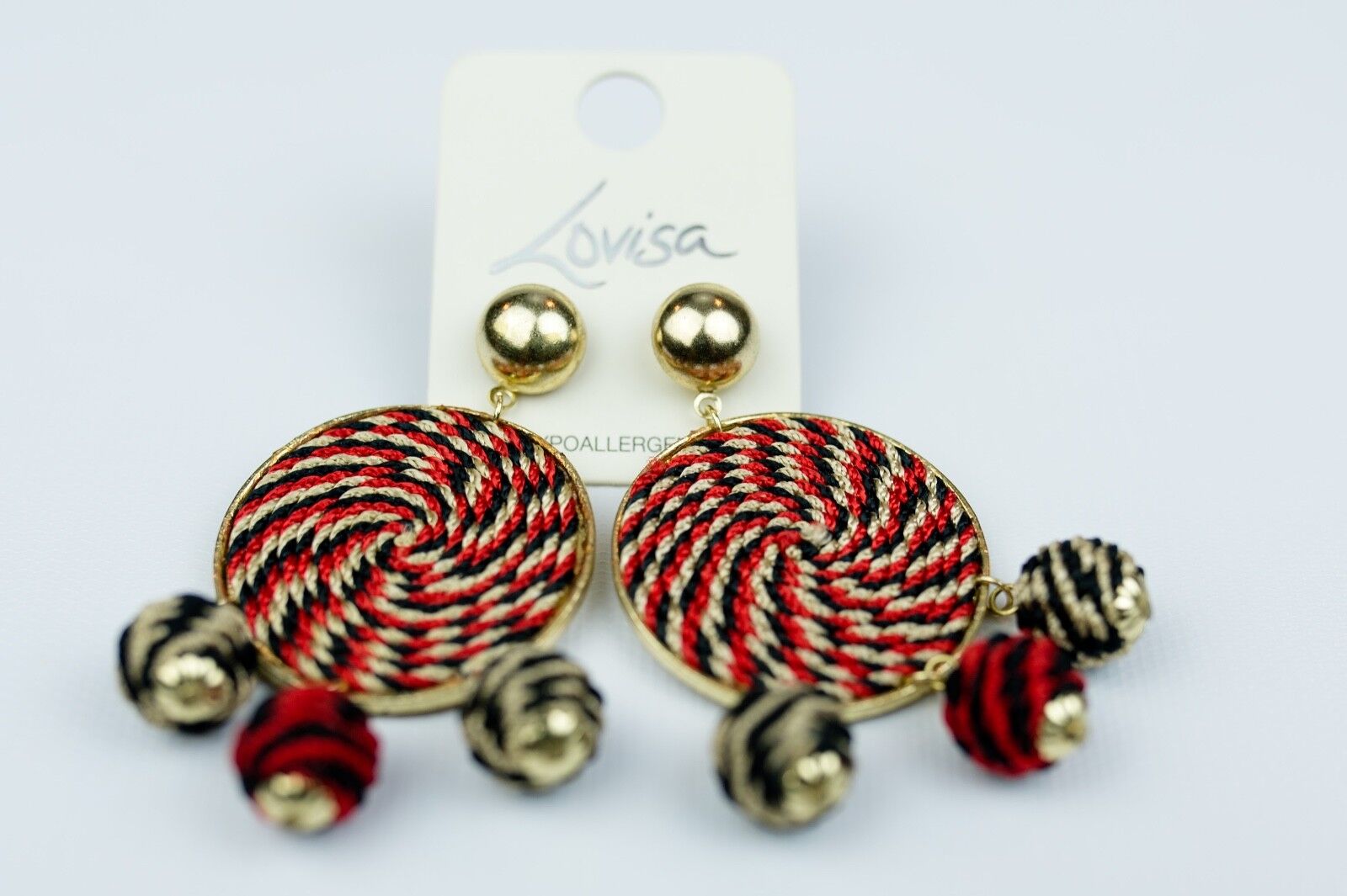 LOVISA Gold Disc w/ red,black,gold color earrings Get 5 for $17.99