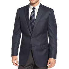 CALVIN KLEIN SLIM FIT HERRINGBONE 2 BUTTON JACKET BLAZER SPORT COAT NAVY BLUE