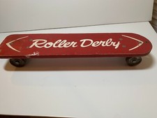 Vintage auth. Roller Derby skateboard/bunboard red/white metal wheels