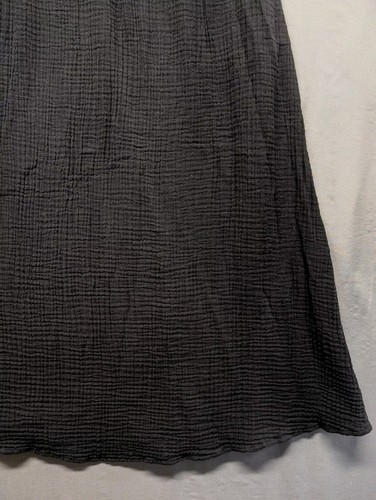 Falda de algodón orgánico fruncido Eileen Fisher talla Lg negra midi boho crepé línea A - Imagen 6 de 17