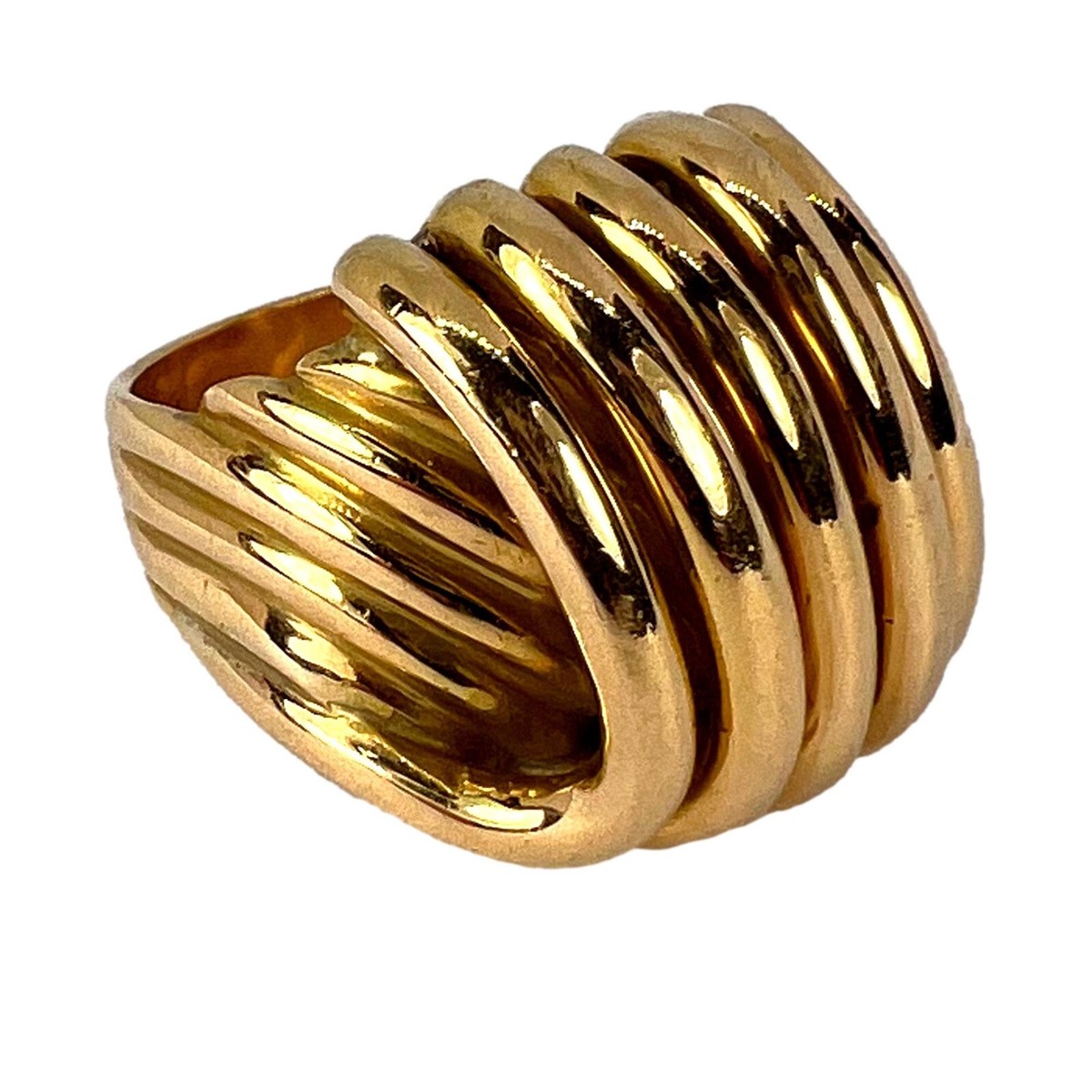 French Retro 18K Yellow Gold 'Spring' Ring UK
