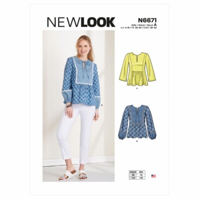 New Look Schnittmuster N6671 Misses' Pull On Casual Top Latz Style Rückenfalte