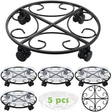 13.5" Metal Plant Caddy with Wheels 5 Packs Large Rolling Plant Stands Indoor...