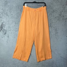 Vintage Linen Wide Leg High Rise Orange Pants Large Lagom Minimalist Travel