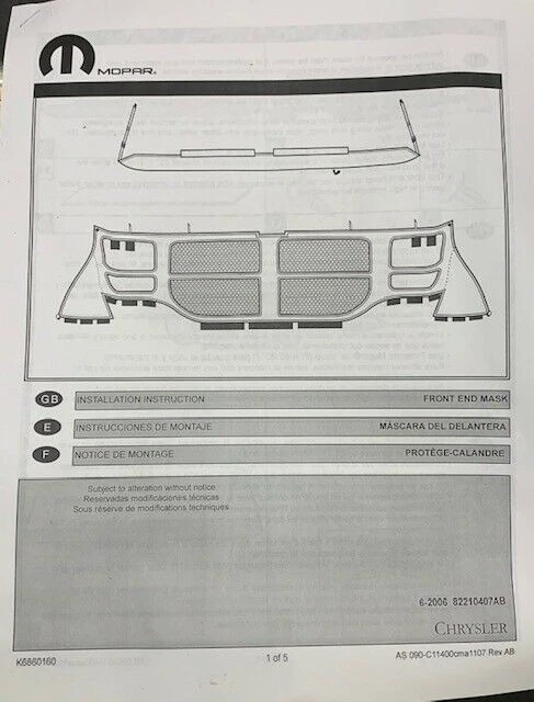 KIT DE CUBIERTA DELANTERA PARA DODGE NITRO 2007-2011 82210407AB - NUEVO OEM Foto 4 de 4