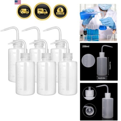 6-Pack 250ml Squeeze Bottles for Liquids, LDPE Plastic Safety Squirt Bottle w...