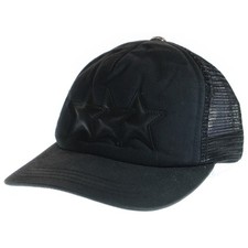 CHROME HEARTS 3STAR TRUCKER CAP Star Leather Patch Starball Mesh Baseball Used b