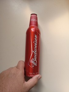 2009 Budweiser Beer 16 oz Metal Bottle - Empty USED NO CAP