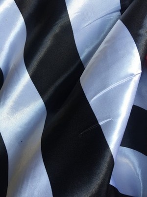 Laura BLACK & WHITE 2'' Stripes Pattern Polyester Light Weight Satin Fabric by t