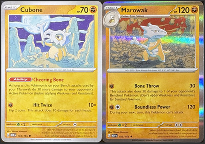 Pokémon - 151 - Marowak - 105/165 + Cubone - 104/165 - Evolution Set - NM/M