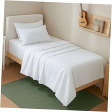 4 Piece Sheet Set, Twin Extra Long Size 100 Egyptian Twin XL White Solid