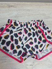 Nike Kids White Shorts with Black, Pink, Yellow  Purple Spot Print