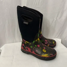 Bogs Boots Youth 4 Girls Winter Classic Paint Splatter Pull On Waterproof -30