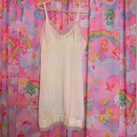 Vintage 1970s Henson Kickernick Lace Slip Dress Ivory Lingerie Nightgown