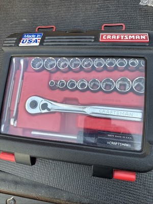 Sears Craftsman USA Nos 33pc 3/8  Socket Set Good Case 33433 Mechanics Tool Set