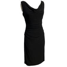 Lauren Ralph Lauren Womens 4 Black Bodycon Ruched Midi Dress Career Date Night
