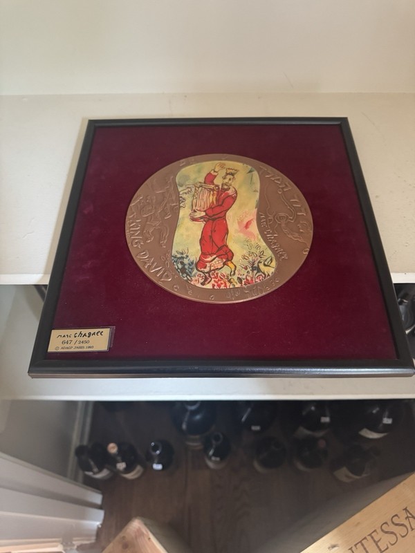 Marc Chagall King David Copper Modelia On Red Velvet  647/2450 1993 ADAGP