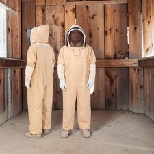 Beekeeping Bee Suit Men Women XL Suits Outfit Glove Veil Hood Beekeeper Beige