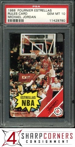 1988 FOURNIER ESTRELLAS MICHAEL JORDAN HOF RULES CARD PSA 10