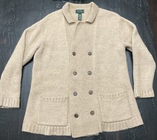 Lauren Ralph Lauren LRL Camel Hair Wool Tan Cardigan Lg Cozy Classic Soft Preppy