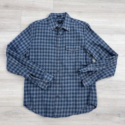 J.Crew slim collared button down shirt navy blue grey check flannel medium