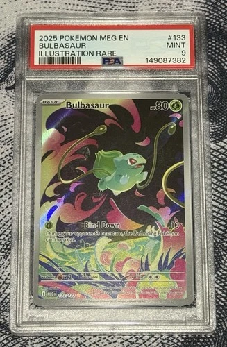 Pokémon 2025 Bulbasaur Illustration Rare Me01: Mega Evolution 133/132 Holo PSA 9