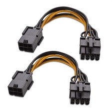 2 Pack 6 Pin To 8 Pin PCIe Adapter Power Cable Graphics Card GPU Supply Cord