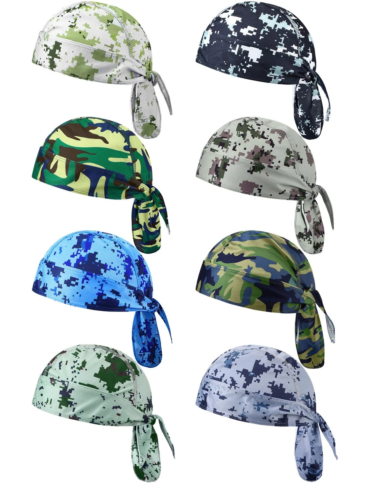 8 Pack Do Rag Skull Caps for Men Sweat Wicking Doo Rags Cooling Helmet Liner ...