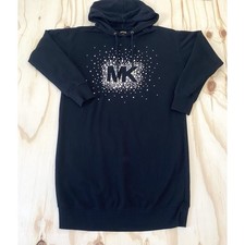 Michael Kors Black Hoodie Dress Women's Size Small Studded Logo