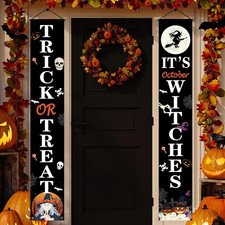Hanging Halloween Door Decorations, 70-Inch Front Door Banner Decor Porch Sign H