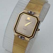 Lassale Seiko Quartz Watch 1230-5769 Women Gold Tone Diamonds New Battery 5.75"