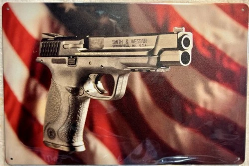 TIN SIGN 8x12 Gun Firearm Weapon Pistol American Flag USA Glock Smith Wesson DD7