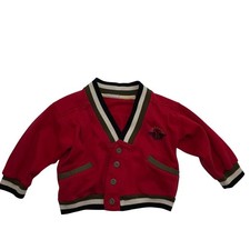 Dockers vintage baby cardigan red button up pocket embroidered logo 6-12 mos 