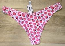 NWT Victoria's Secret PINK Strawberries Cotton Blend Thong String Panties L