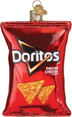 Doritos Nacho Cheese Chips Glass Blown Ornament for Christmas Tree, Handcrafted 