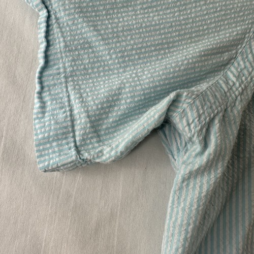 Camicia Ralph Lauren taglia XL Seersucker blu chiaro a righe preppy abbottonata - Foto 7 di 9