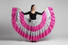 Satin Belly Dance Skirt 25 Yard 4 Tiered Ruffle Two Tone Gypsy Flamenco Dress