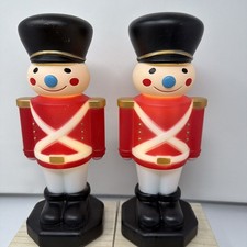 Set of 2 Holiday Time 11" Light Up Tabletop SOLDIER Blow Mold