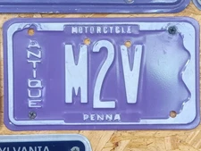 Vintage PA Pennsylvania Penna Motorcycle License Plate M2V antique 1990