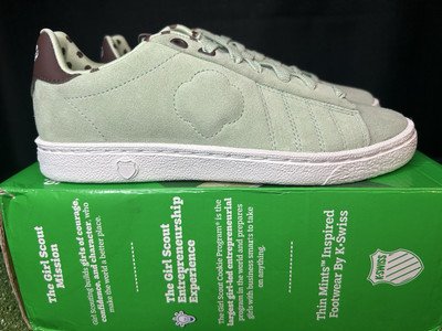 K Swiss Girl Scout Thin Mint Green Court Suede Sneakers Womans Girls Sz 5.5 new